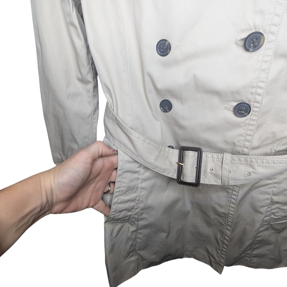 Banana Republic Womens Khaki Classic Double Breasted Belted Trench Coat Medium - Picture 6 of 14
